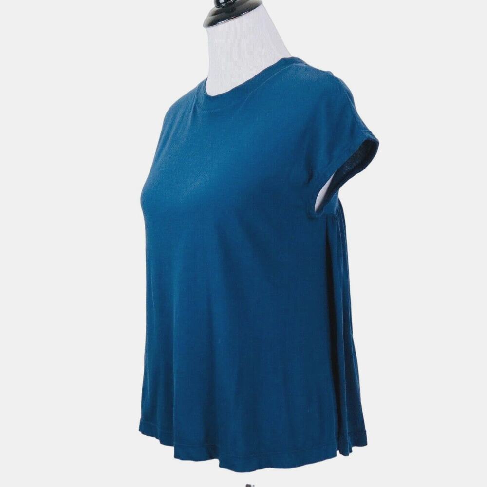 Lou & Grey Size XS Cotton Jersey Knit Tee Cap Sleeve Crew Neck Blue